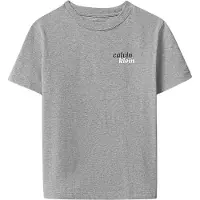 Calvin Klein Jeans T-shirt met backprint - grijs melange Jongens/Meisjes Katoen Ronde hals - maat 176