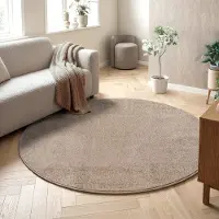 Muratap Uni rond effen laagpolig vloerkleed modern 120 cm rond
