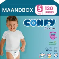 Confy Premium - Luiers Maat 5 (11-18kg) - 130 Luiers - Maandbox