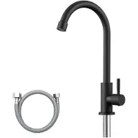 CECIPA MAX Luxe Keukenkraan Mat Zwart - Enkele Koud Water Kraan - Modern Boog-Design - Waterbesparend