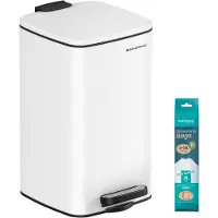 Songmics - Prullenbak - Pedaalemmer - Prullenbak met Pedal - 8 Liter - Softclose Deksel - Voor Kleine Ruimtes