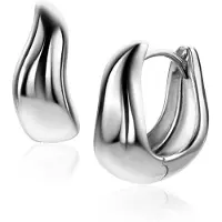 Zinzi 15mm zilveren oorringen organisch gevormd 6,5mm breed met luxe klapsluiting ZIO2609