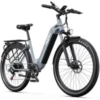 ONESPORT OT05 Elektrische Stadsfiets – Uitneembare 655Wh Accu – Tot 110 km Bereik – 27,5" – Shimano 7-Speed – Hydraulische Remmen – Grijs