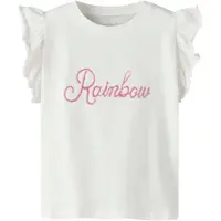 Name it MINI T-shirt wit Meisjes Stretchkatoen Ronde hals Tekst - maat 98