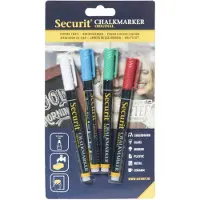 Securit krijtmarker small, blister met 4 stuks in geassorteerde kleuren