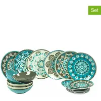 Villa D'Este Home Tivoli 18-delige dinerset Cala Jondal | Villa D'Este Home Tivoli porselein blauw 27x27x2.5 cm serviessets | NADUVI