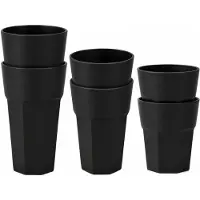 PlasticForte onbreekbare drinkglazen - 45x stuks - kunststof - zwart - 360-520-600 ml - stapelbaar - camping
