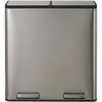 Songmics Afvalbak met 2 compartimenten - 2 x 30 liter afvalbakken - Pedaalemmer met soft-close deksel - 59,1 x 36,5 x 62,7 cm - Zilver