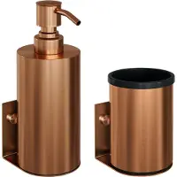 Brauer Copper Edition zeepdispenser en beker geborsteld koper