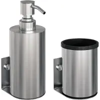 Brauer Brushed Edition zeepdispenser en beker RVS geborsteld