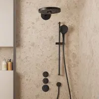 Saniclear Uni inbouw regendouche 30cm mat zwart met 2 standen hoofddouche, glijstang en 3 standen handdouche