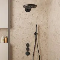 Saniclear Uni inbouw regendouche 30cm mat zwart met 2 standen hoofddouche en staafhanddouche