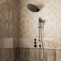Saniclear Uni inbouw regendouche 37cm mat zwart met watervalfunctie, glijstang en 3 standen handdouche