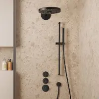 Saniclear Uni inbouw regendouche 30cm mat zwart met 2 standen hoofddouche, glijstang en staafhanddouche