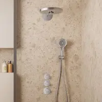 Saniclear Uni inbouw regendouche 30cm RVS look PVD met 2 standen hoofddouche en 3 standen handdouche