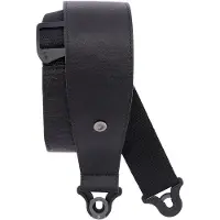 D'addario And Co COMFORT LEATHER AUTO LOCK GUITAR STRAP BLACK