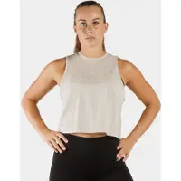 ZEUZ Dames Crop Top Sport – Fitness Tanktop - Beige - S