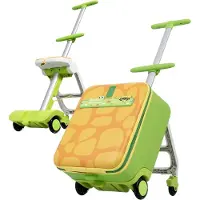 Joyride 3 in 1 Handbagage koffe- Kinderkoffer - Kindertrolley - Reiskoffer Kind - Hardcase - 4 Wielen - Opvouwbaar - Meerdere Vakken - Reizen - 32L - Handbagage - Groen