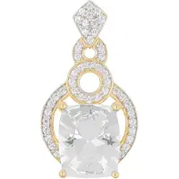 Cavill - Gouden hanger 375 geelgoud - Mexicaanse danburiet 4,7 ct antiek briljant - 45 pavé zirkonia 0,53 ct - Exclusief en elegant sieraad