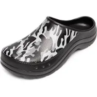 Ladeheid Tuinklompen voor heren ultralicht EVA tuinschoenen LA-CA-ComoHappyMan - zwart/wit camouflage, maat 42