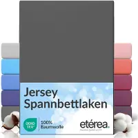 Eterea Cosmesi Naturale Comfort Jersey hoeslaken 180x200-200x200 cm - 100% katoen boxspring hoeslaken bedlaken tot 25 cm matras - antraciet