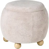 Beliani ANNABELLA - Poef met opbergruimte - Lichtbeige - Bouclé