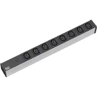 Bachmann Stekkerdoos 19" 8x C13 connectoren, stroomkabel met geaarde stekker, zwart, 10A zekering