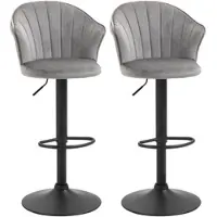 MODFU - Set Van 2 Barkrukken - Draaibaar En In Hoogte Verstelbaar - Met Rugleuning - Voor Keuken En Bar - Grijs - 54 X 56 X 91-111 Cm