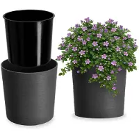 Hobby Hall Bloempot, elegante sierpot met inzet, pot, tuinkom, bloembak, bloempotbescherming voor woonkamer, kantoor, grafiet, diameter 30 cm