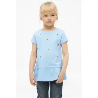 s.Oliver gebloemd T-shirt lichtblauw Meisjes Katoen Ronde hals Bloemen - maat 140