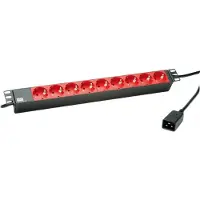 Bachmann Stekkerdoos 19" 9x geaard C20 stekker, zwart