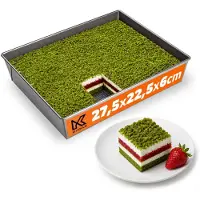 Kadax Bakplaat, Bakvorm voor Cake, Taart, Brood, Brownie, Staal anti-aanbak, Taartpan, stevig, Cake Bakvorm, gemakkelijk schoon te maken, rechthoekig, zilver (27,5 x 22,5 x 6cm)