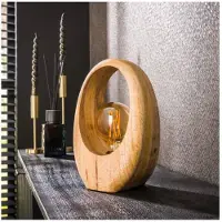 Meubelplaats Tafellamp 1L Arch van Massief Mango Hout Naturel Design - 20x13x30 cm - Sfeervolle Verlichting - Natuurlijke Materialen - Massief Mango - Perfect voor Moderne Interieurs