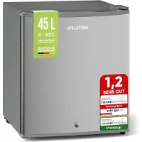 Stillstern Mini Koelkast 45L – Minibar met Vriesvak – Stille Koelkast met Slot en Automatische Ontdooiing – Tafelmodel – Zilver