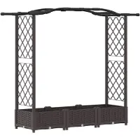 vidaXL Verhoogde plantenbak met klimrek en dak, bruin, 169 x 40 x 123 cm, PP