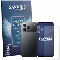 Savvies 3 Stuks Screenprotector - geschikt voor Tecno Spark 50 4G (Voor+Camera) - beschermfolie glas transparant