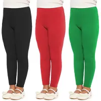 Merry Style 3 Pak Meisjes Leggings - Sport - Vrijetijdsbroek - Lang - Katoen – Sportbroek – Zwart/Rood/Groen – 122 – MS-MS10-225-LE