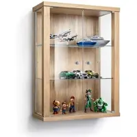 K-Möbel Vitrinekast hangend met 2 deuren & 2 in hoogte verstelbare glasplanken - 80x60x25 cm - Beukenhoutkleur