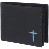OXMOX portemonnee New Cryptan RFID Protect Querscheinbörse Freedom Cross Print Cyan Black zwart