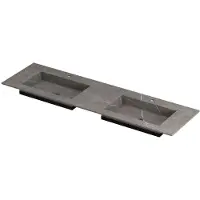 Ink Post Wastafel Keramische Slab Envelop Bak Dubbel 2 Kraangaten - 1600x450x10 mm - Armani Grey Mat