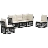 vidaXL Tuinbank Set 5 st Zwart poly rattan