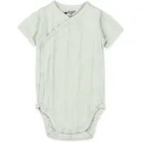 Lodger Romper met korte mouwen - Pointelle - Bruin - Maat 62 - bio katoen - Overslag romper