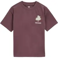 We fashion - Jongens oversized T-shirt met print en embroidery - Oversized - Mauve - Katoen - Maat: 158/164