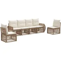 vidaXL Tuinbank Set 6 st Beige en Crème Wit poly rattan