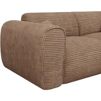 Vente-unique Driezitsslaapbank express in taupe ribfluweel - Matras 16 cm traagschuim POGNIA