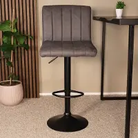 Lizzely Garden & Living SET DEAL: 2 stuks Barkruk Anel met rugleuning: antraciet microvezel met zwart onderstel barstoel