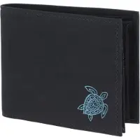 OXMOX portemonnee New Cryptan RFID Protect Querscheinbörse Turtle 2.0 Print Cyan Black zwart