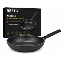 Resto Koekenpan Ø26 cm – PFLUON anti-aanbaklaag – Geschikt voor Inductie & Alle Warmtebronnen – Gerecycled Aluminium – Ergonomische Handgreep – Ascella 94010 – Zwart