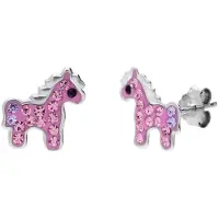 Lucardi Kinder Zilveren kinderoorknoppen pony - Oorbellen - 925 Zilver - Zilverkleurig
