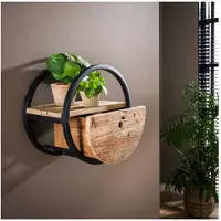 Meubelplaats Wandschap Met Lade 40 cm - Robuust hardhout